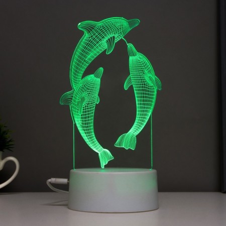 Sensor Lamp "dolphins" LED 7 USB colors/from batteries white RISALUX-4
