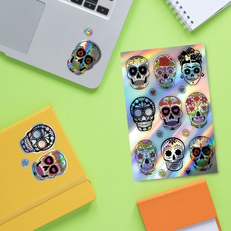 Holographic stickers (stickers) "Skull" 10x15 cm, 5-210-5