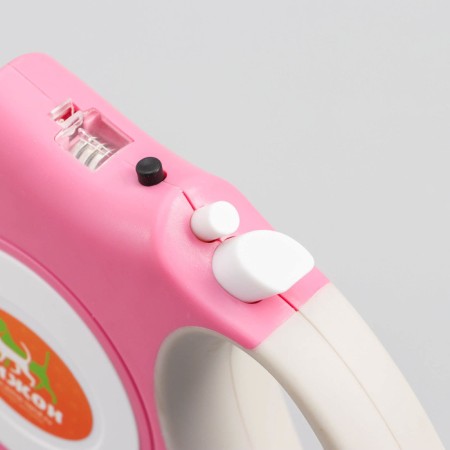 Roulette "Pigzon" with a flashlight, rubberized pen, 5 m, up to 35 kg, pink-1