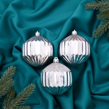 Christmas tree decoration "Carousel" (set 3 pcs) 8x8 cm silver