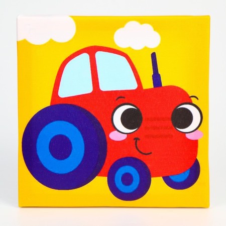 Painting Pompones "Tractor", 20 x 20 cm-3