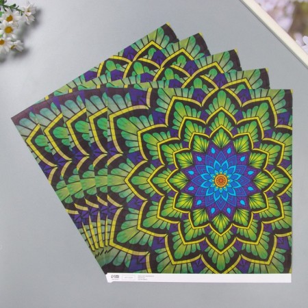 D/scrap paper bilateral "eclecticism silver and mehendi" 180 grams set 5 pcs 30.5x32cm-2