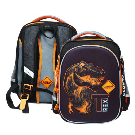 School backpack 37 x 28 x 13cm, ergonomic back, Across 557, + bag, black/orange