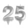 Candle in the cake jubilee "line" (set 2 in 1), number 25/52, silver metallic, 6.5 cm