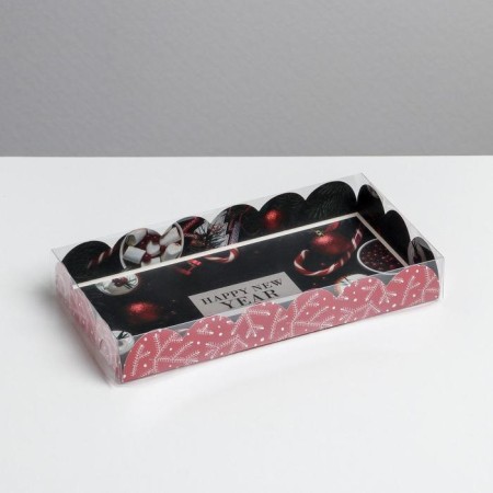 Box for confectionery products with PVC Lid "Holiday", 10.5 x 21 x 3 cm, New Year-1