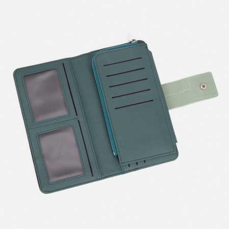 Women's wallet on the button, green color-2