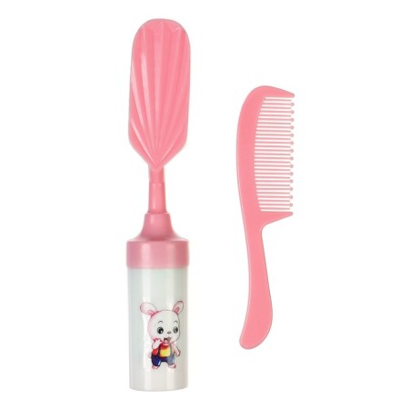 A set of combs with a rattle "Baby", 2 pcs., Pink color, Mix drawing-4