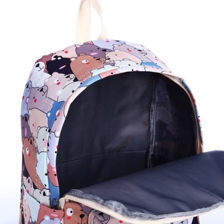 School backpack from textiles on a zipper, 3 pockets, pencil case, color colorful color-7