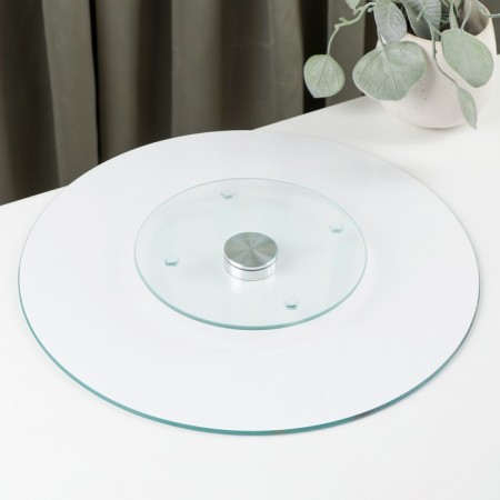 Glass stand for a cake rotating Magistro "Marble Breeze", D = 32 cm, Blue Color-2