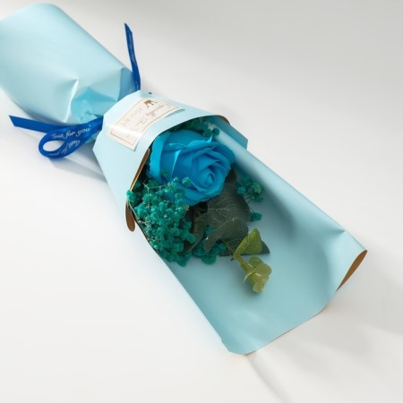 Bouquet of soap petals "Rose and eucalyptus" Blue 7.5x11x34.5 cm-2