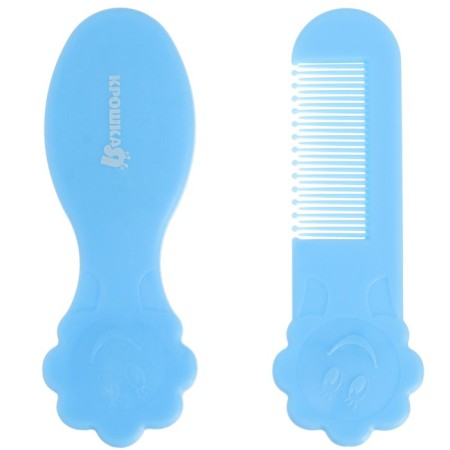 Hair care kit: comb and brush "Flower", Blue Color-1