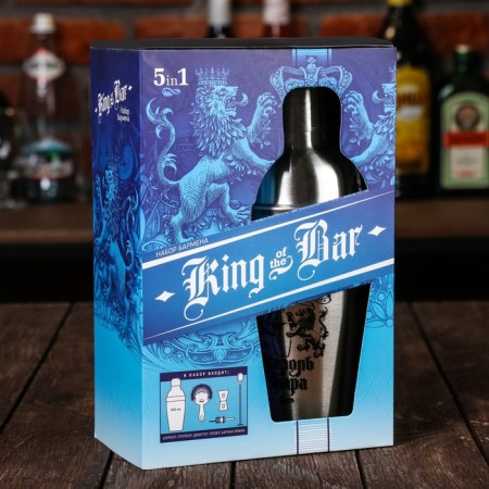 Set for the preparation of cocktails "King Bar", Geyser, Dzhigger, Shaker 600 ml, Streiner, spoon-7