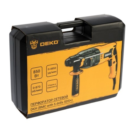 DEKO DKH perforator, 850 W, SDS+, 4850 beats/min, 3 J, case, 5 drill sets-11