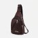 Male sling bag, artificial leather, headphone opening, brown color