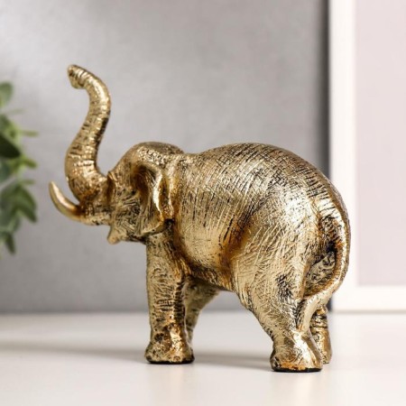 Souvenir Polystone "Golden Elephant" 13x16.8x6.5 cm-1