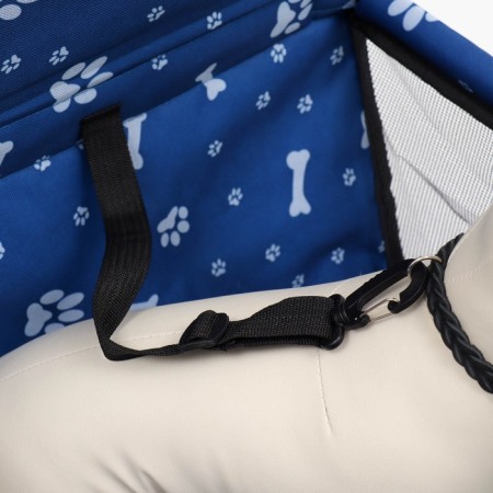 Car Seats for animals 40*30*25 cm, blue with white paws and bones-4