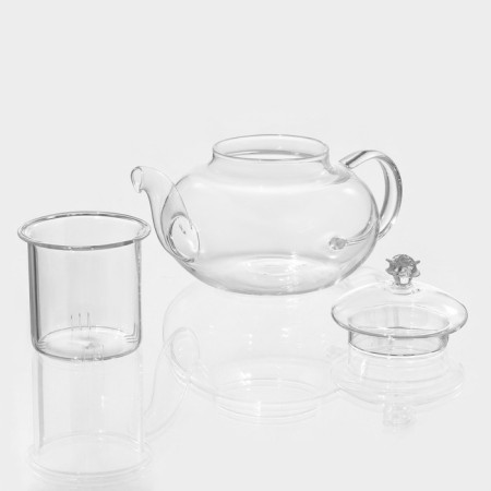 Hot kettle with glass sieve "Valencia with Rose", 600 ml-1