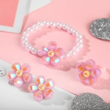Set of children's “chosen” 3 subjects: clips, bracelet, ring, flower, color mix