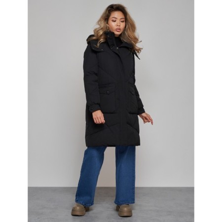 Coat insulated winter female, size 46, black color-1