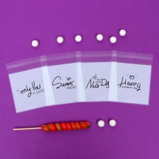 BOPP package with sticky tape, “wishes”, 10*10+3cm