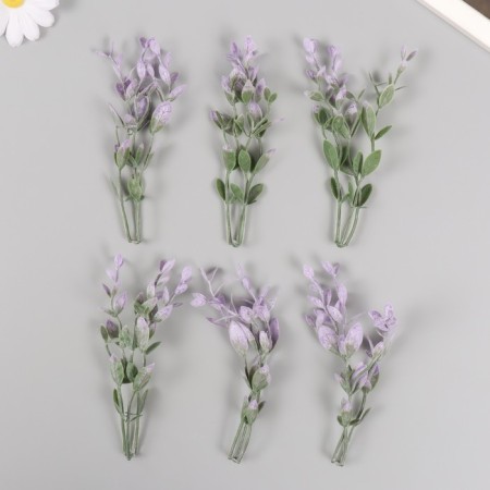 Artificial plant for creativity "Ficus leaves" set 6 pcs purple tips 12 cm