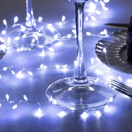 Garland "Mishura" 1 m Rosa, IP20, silver thread, 100 LED, glow white, 2 modes, AAH3-1
