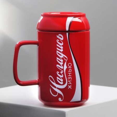 Ceramic mug "Enjoy", 250 ml, red color-1
