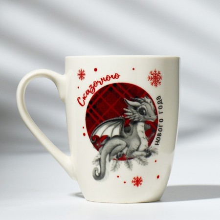 Ceramic mug with a spoon of "fairy -tale New Year", 310 ml, white color-2