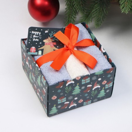 Set of terry towels Ethel "New Year's Fun" 30x30 cm - 3 pcs, cotton 340g/m2-4