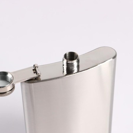 Set 4 in 1: Flaw 9 OZ + spoon + fork + glass 100 ml, in case, brown skin-4