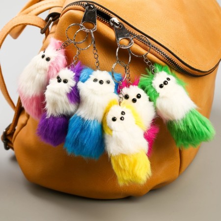 Fluffy on a ring with a squeak "Dog with colored ears and tail" Mix 10x4x4 cm-2