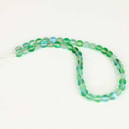 Busins ​​made of natural stone "Cat Eye", set 46 pcs., Size 1 pc. - 8 mm, green-1