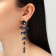 Hanging earrings with rhinestones "bun" deciduous, blue in gold, 9.5 cm