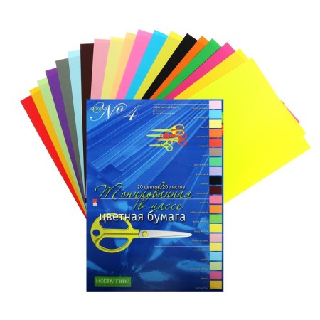 Color A4 paper, 20 sheets, 20 colors "4" tinted, block 80g/m²