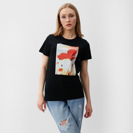 T -shirt female, black color, size 50