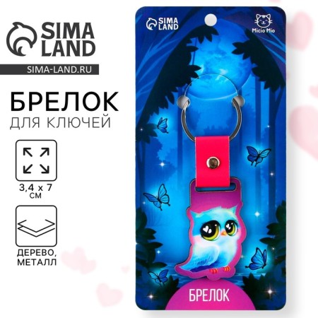Key keychain wooden "owl", 7 x 3.4 cm