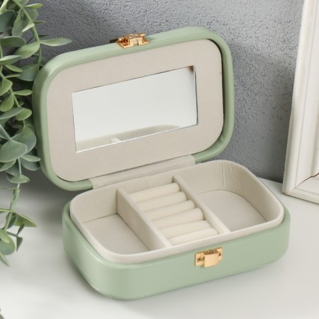 Casket to the leatherette for jewelry "Emory" Green 15x10x4.5 cm-2
