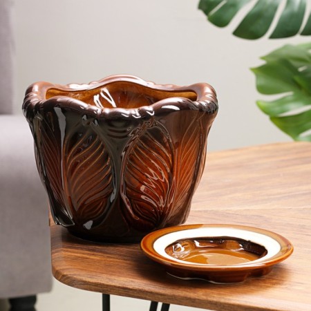 Flower pot "Oak No. 2" 1 variety, 3.5 l, brown-1