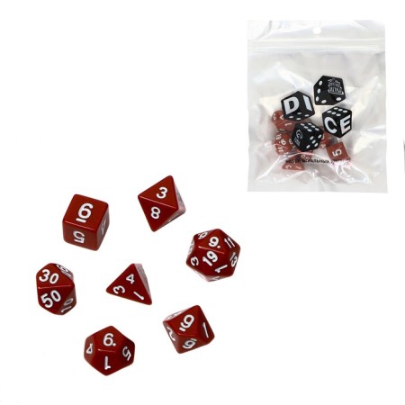 Cubes set for D&D (Dungeons and Dragons, DND) "Game time", Series: D&D, 7 pcs, burgundy