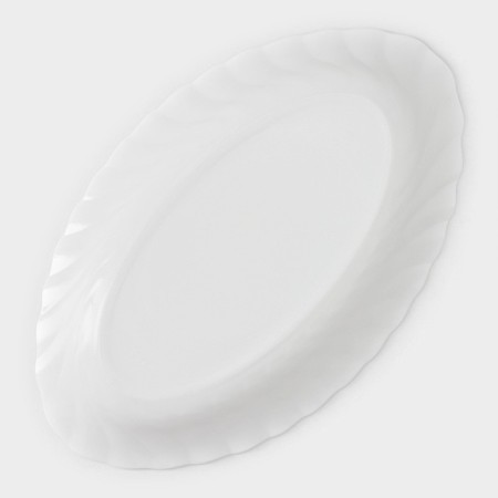 A set of oval plates Luminarc Trianon, D = 22 cm, glass ceramic, 6 pcs, white color-4