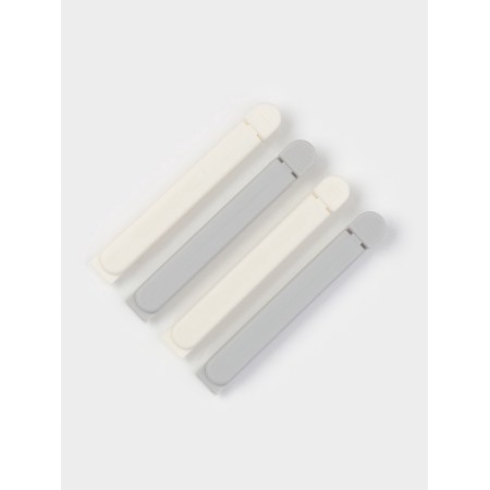 Set of clamps for packages 4 pcs, 11x6x1 cm, white/gray color-1