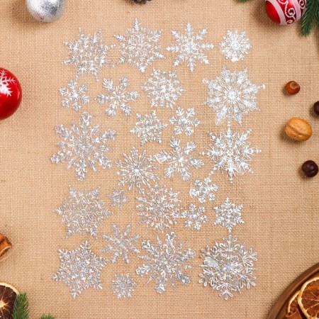 Set of stickers designer "Magic Snowflakes" holographic foil, 49.3x33.6cm-1