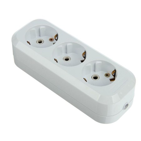 The jacket of the extension cord Universal E303, three-seater, ABC plastic, with grounding