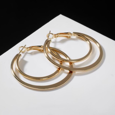 Carma-rifle earrings double circle, color gold, d = 4