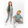Children's jump (T-shirt, trousers), height 86-92 cm, mint color, gray color