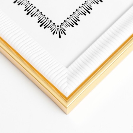 Photo frame plastic A4 Format "Blood strips" white with gold stroke 32.6x24 cm-1