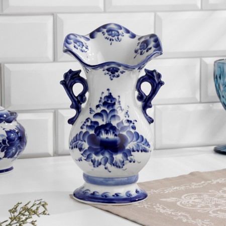 Vase "Chrysanthemum", 12.5 × 23.5 cm, Gzhel