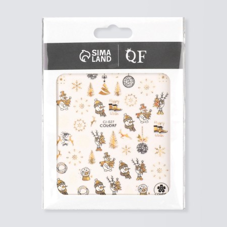 New Year! Nail stickers "Snowman", metallized-3