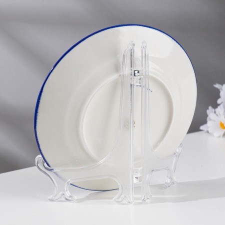A plate with a stand "Council and love", 18 cm, gzhel, porcelain-1