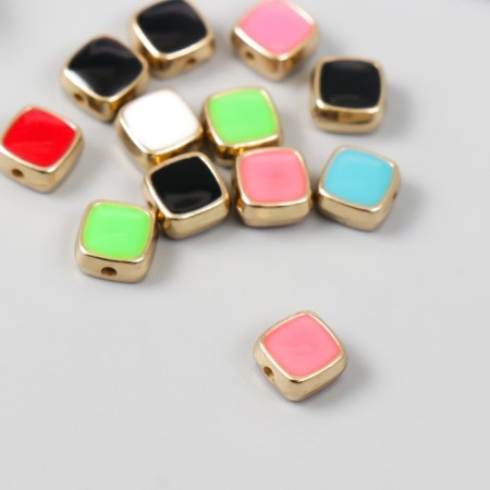 Beads for creativity plastic "Squares, bright gloss" mix set 12 pcs 0.7x0.7 cm-1